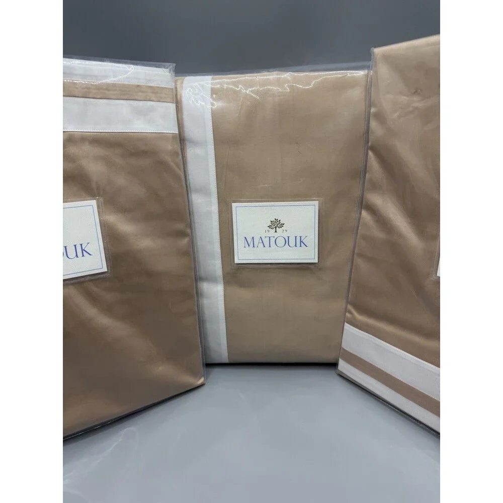 Matouk Alessandra Full/Queen Duvet + 2 Euro Shams Ambrosia/Bone NEW Sateen